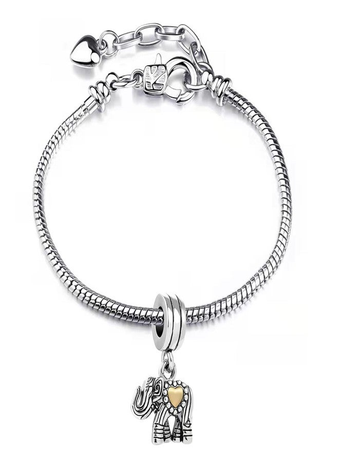 TGLS Gold Heart Love Elephant Animal Charm Compatible With Pandora Charms Bracelets - Image 2